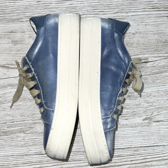 J/SLIDES Metallic Blue Canvas Platform Sneakers 9 - Picture 4 of 8
